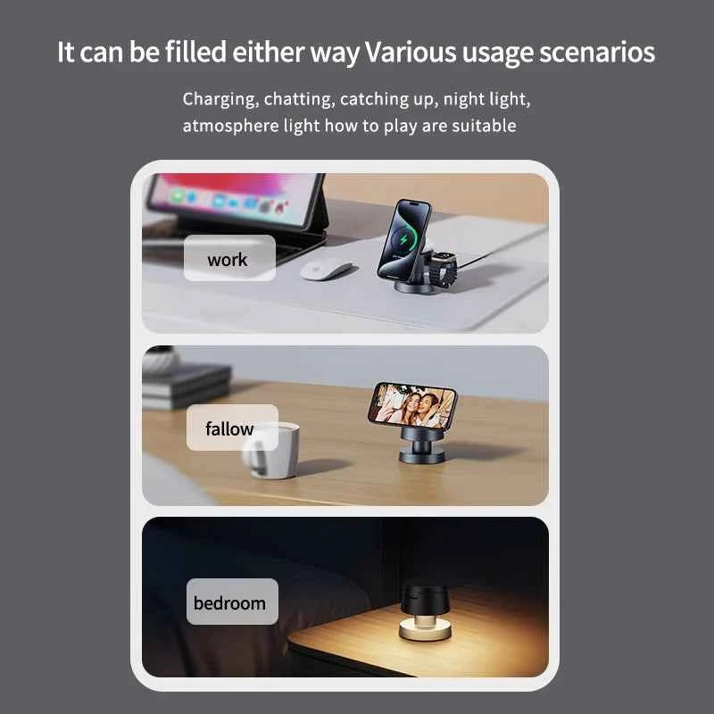 4 in 1 Wireless Charging Station With Mushroom Light