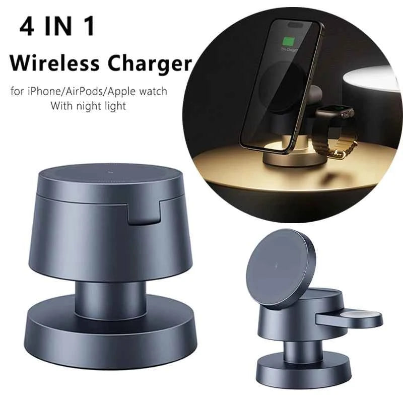 4 in 1 Wireless Charging Station With Mushroom Light