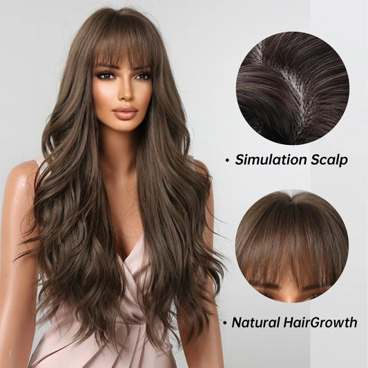 OG Creation Long Synthetic Wig for Daily Wear - Natural Brown - OG Creation